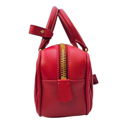 Arcadie Matelasse  22 Red Top Handle Bag in Nappa Leather Gold hardware