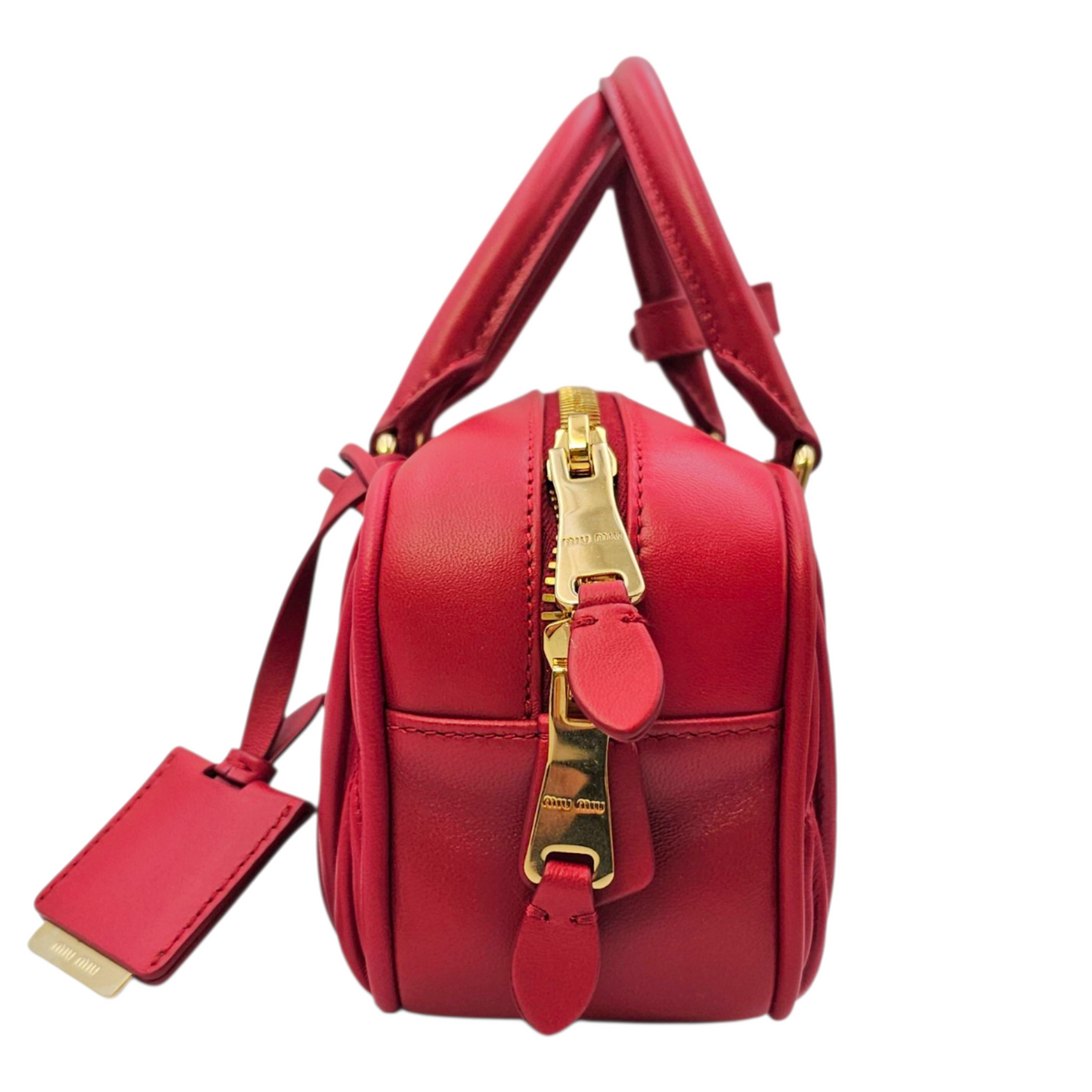 Arcadie Matelasse  22 Red Top Handle Bag in Nappa Leather Gold hardware