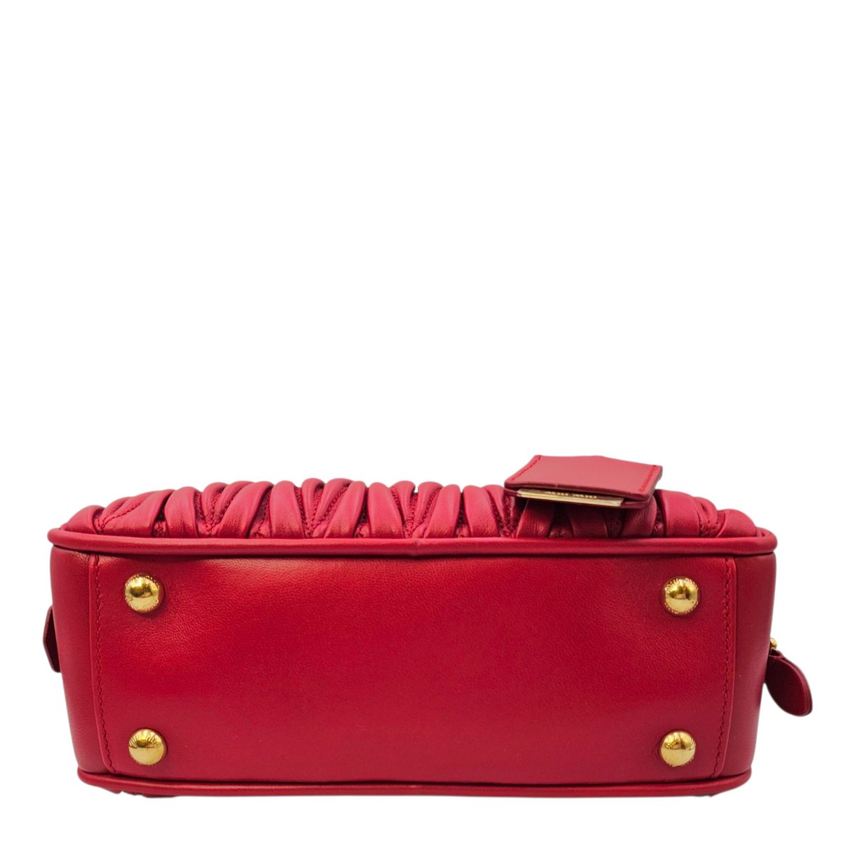 Arcadie Matelasse  22 Red Top Handle Bag in Nappa Leather Gold hardware