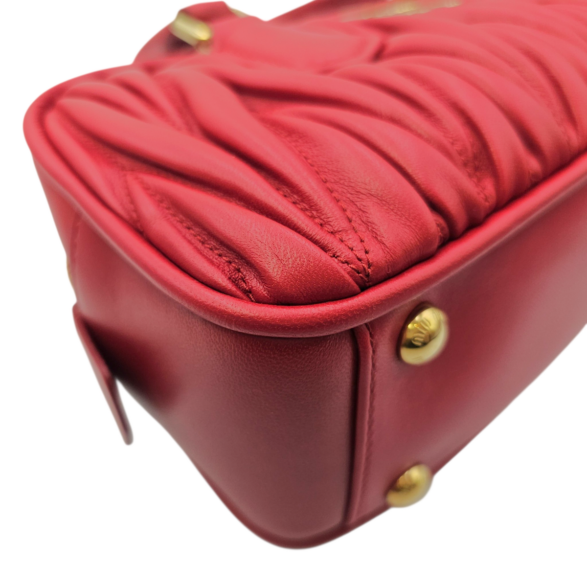 Arcadie Matelasse  22 Red Top Handle Bag in Nappa Leather Gold hardware
