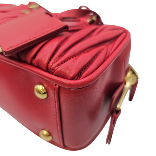 Arcadie Matelasse  22 Red Top Handle Bag in Nappa Leather Gold hardware