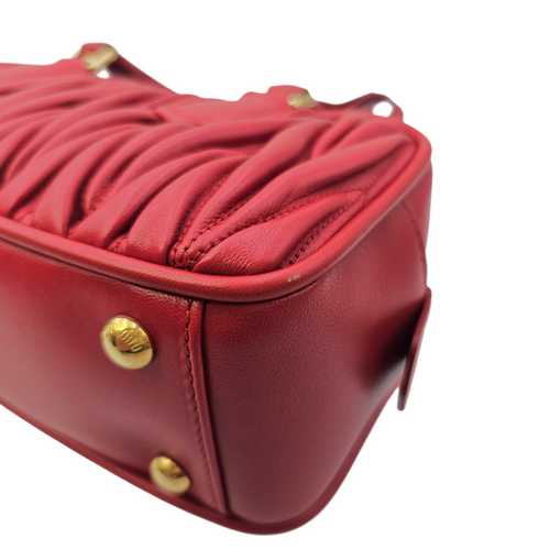 Arcadie Matelasse  22 Red Top Handle Bag in Nappa Leather Gold hardware