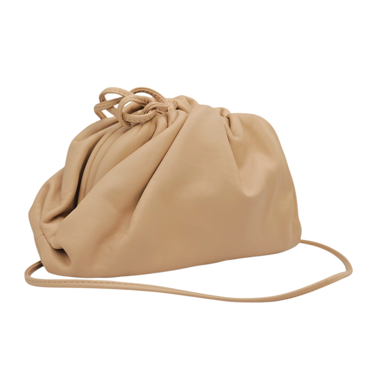 The Pouch  Mini Beige Crossbody Bag in Calfskin Gold hardware