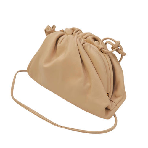 The Pouch  Mini Beige Crossbody Bag in Calfskin Gold hardware