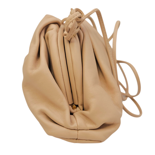 The Pouch  Mini Beige Crossbody Bag in Calfskin Gold hardware