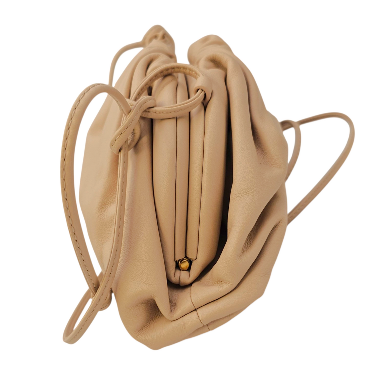 The Pouch  Mini Beige Crossbody Bag in Calfskin Gold hardware