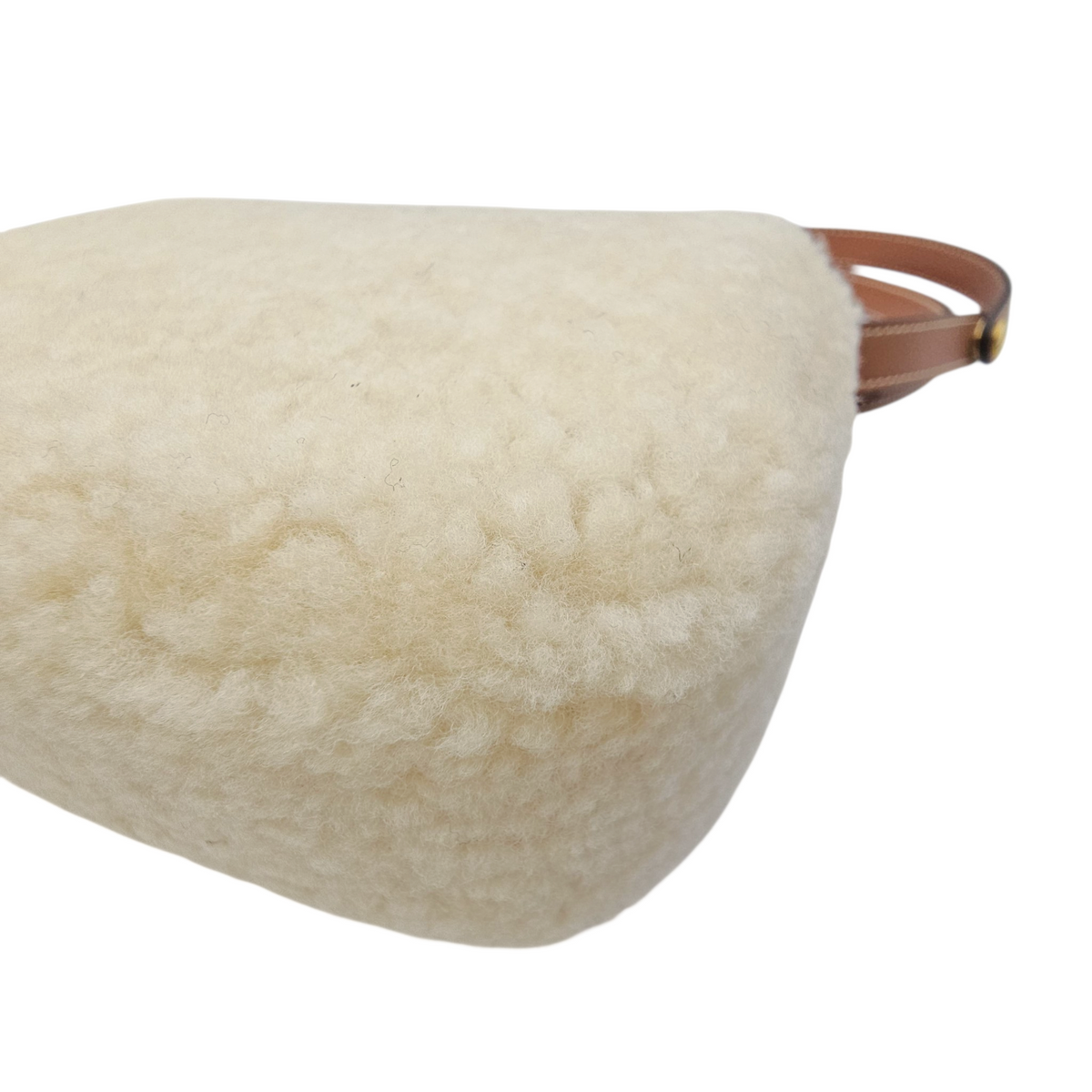 Triomphe Mini Beige Shoulder Bag in Shearling  Gold hardware