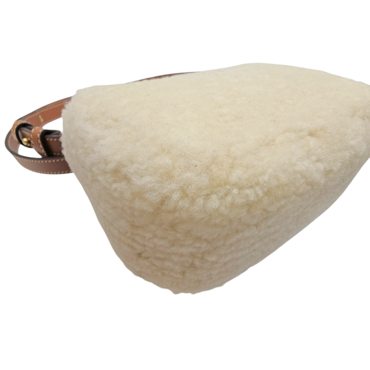 Triomphe Mini Beige Shoulder Bag in Shearling  Gold hardware