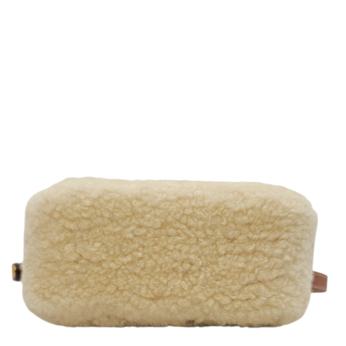 Triomphe Mini Beige Shoulder Bag in Shearling  Gold hardware