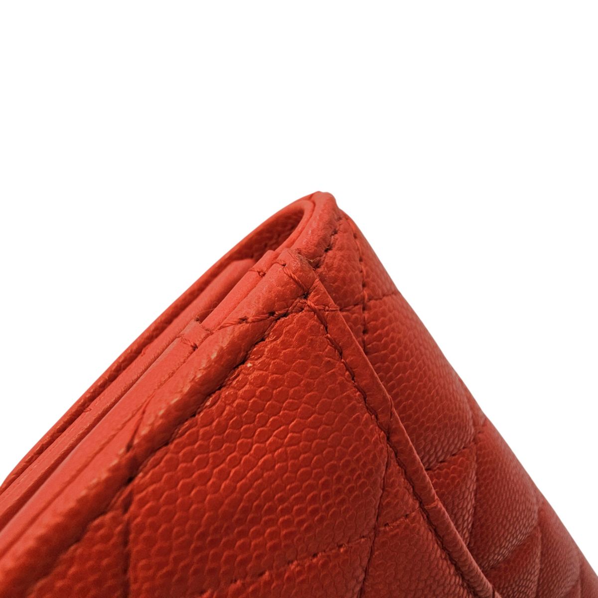 Classic Small Flap  Red Wallet in Caviar Leather Light Gold hardware