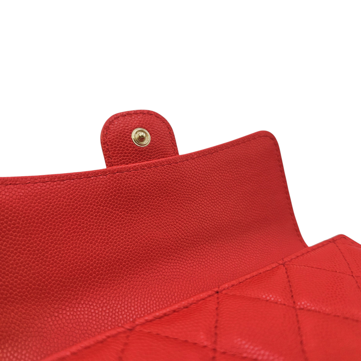 Classic Small Flap  Red Wallet in Caviar Leather Light Gold hardware