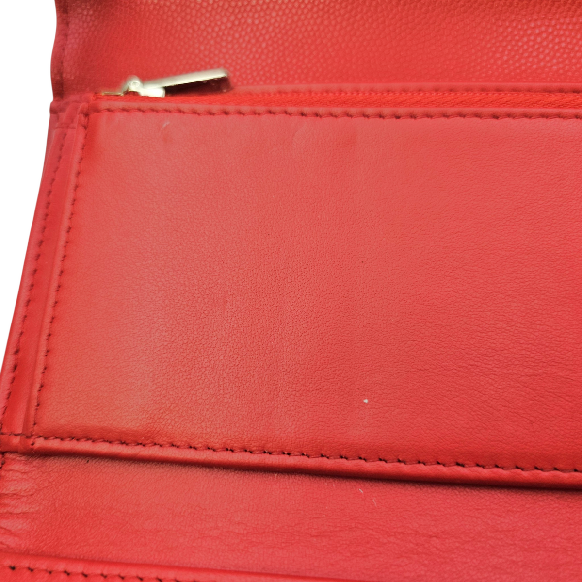 Classic Small Flap  Red Wallet in Caviar Leather Light Gold hardware