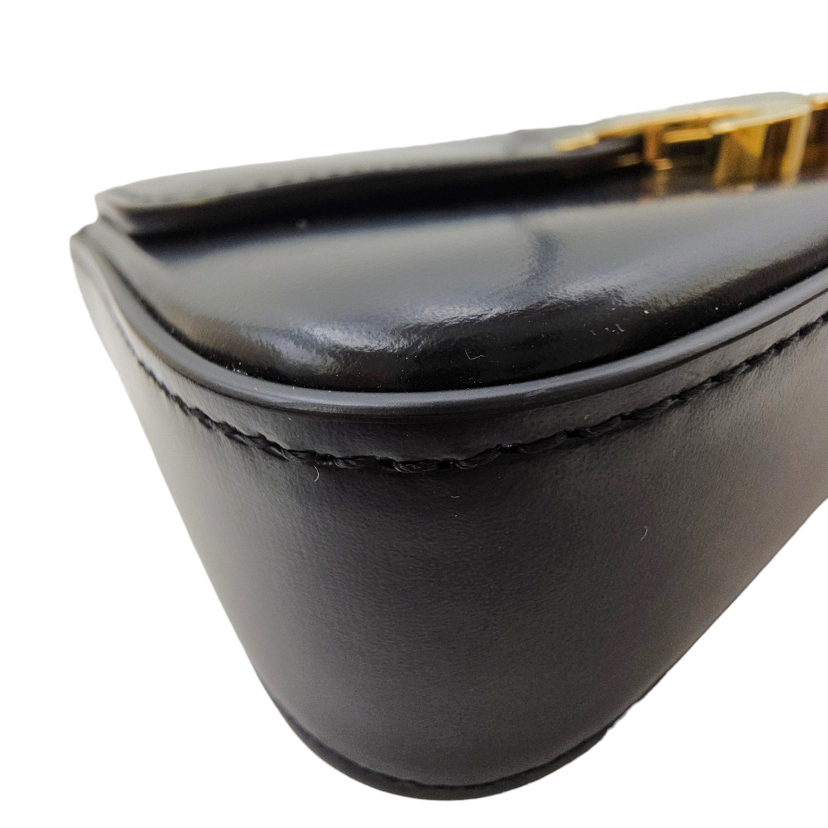 Triomphe Black Shoulder Bag in Calfskin Gold hardware