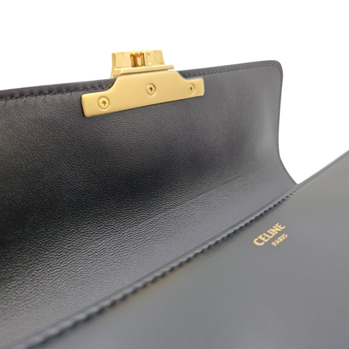 Triomphe Black Shoulder Bag in Calfskin Gold hardware