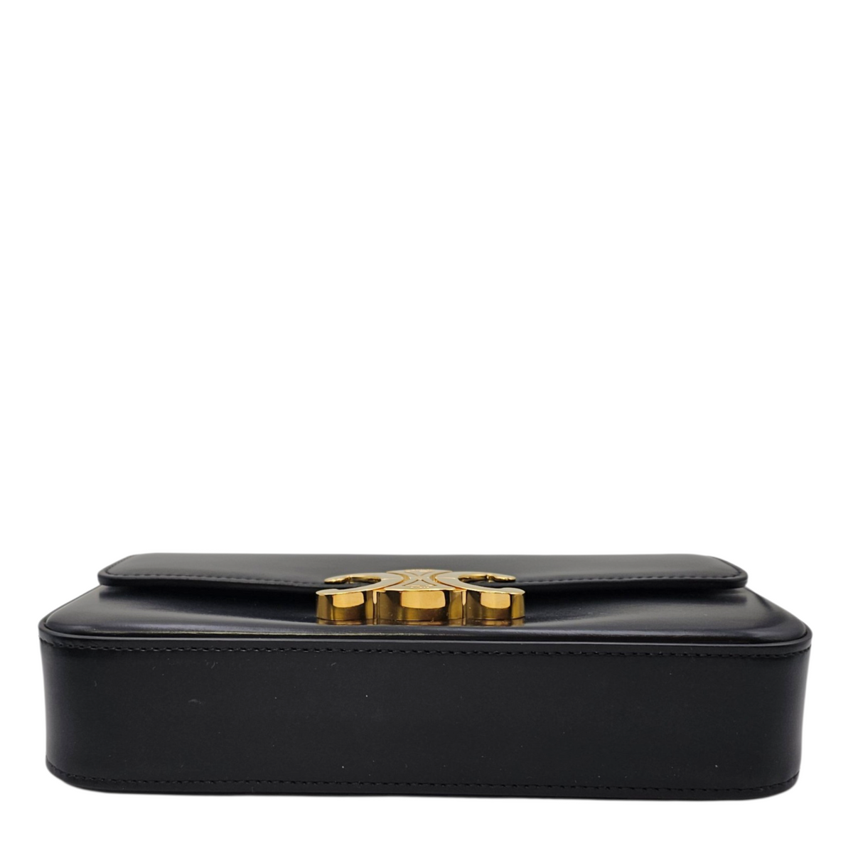 Triomphe Black Shoulder Bag in Calfskin Gold hardware