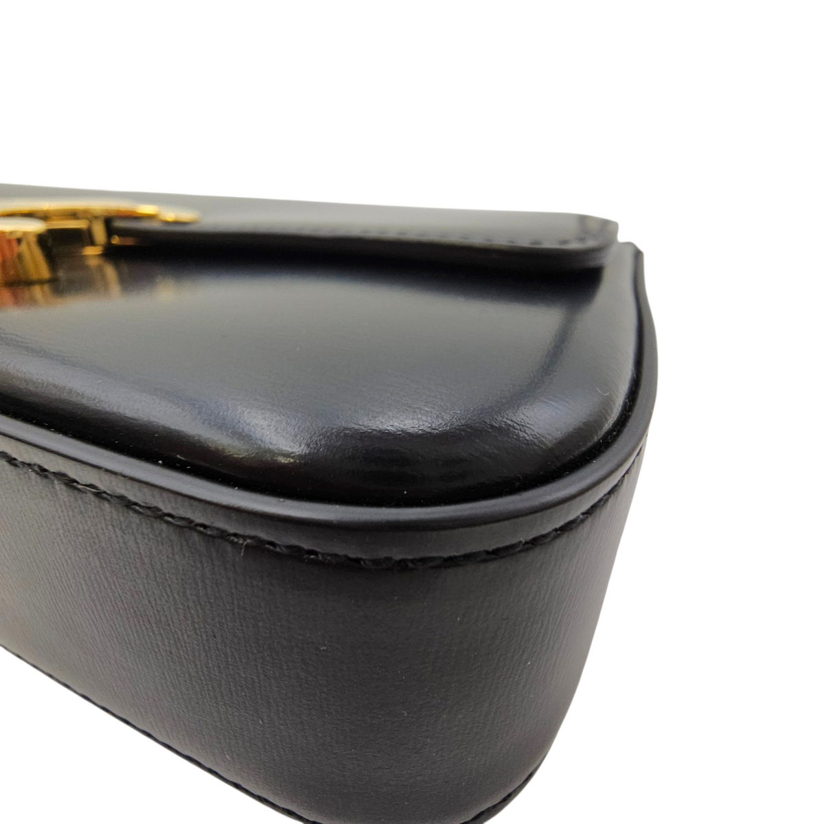 Triomphe Black Shoulder Bag in Calfskin Gold hardware