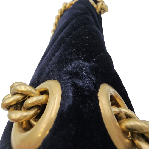 GG Marmont Black Shoulder Bag in Velvet Antique Brass hardware