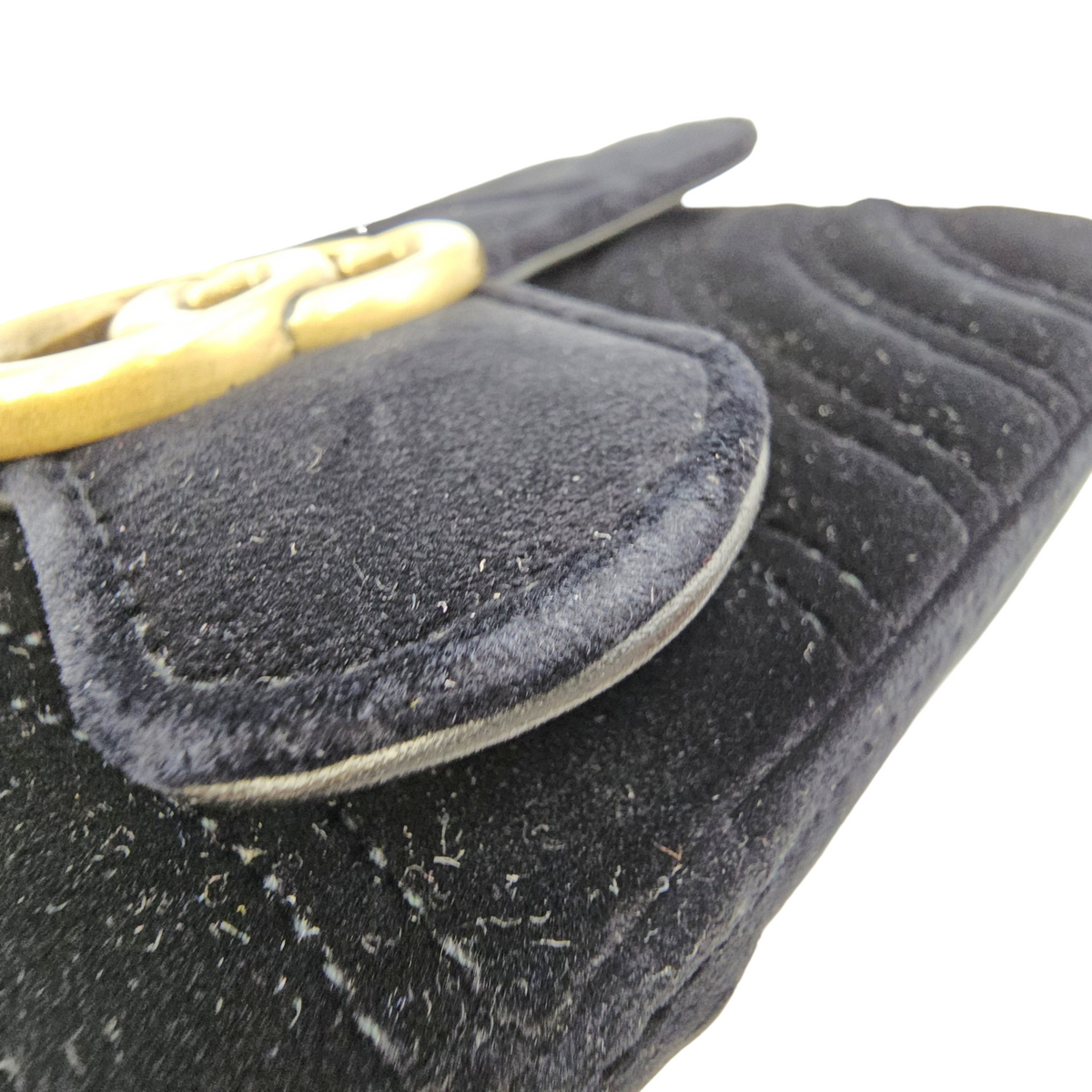 GG Marmont Black Shoulder Bag in Velvet Antique Brass hardware
