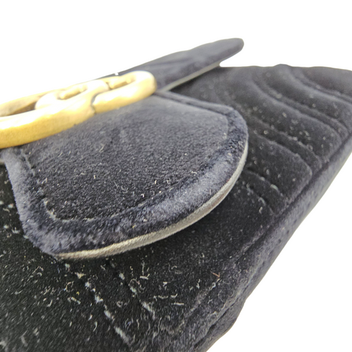 GG Marmont Black Shoulder Bag in Velvet Antique Brass hardware