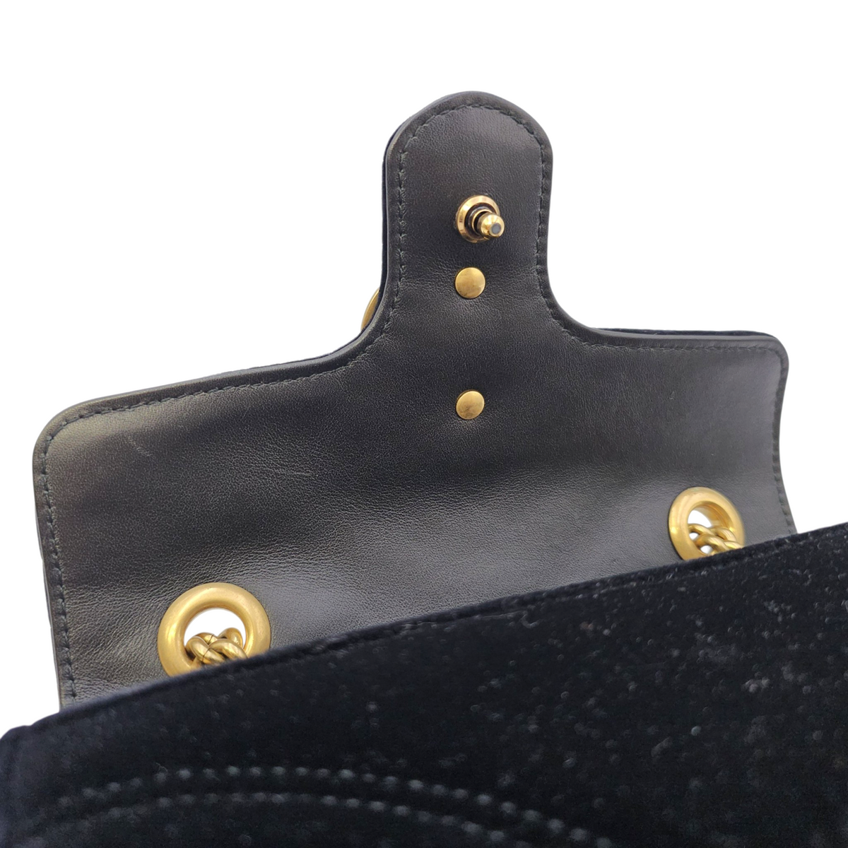 GG Marmont Black Shoulder Bag in Velvet Antique Brass hardware