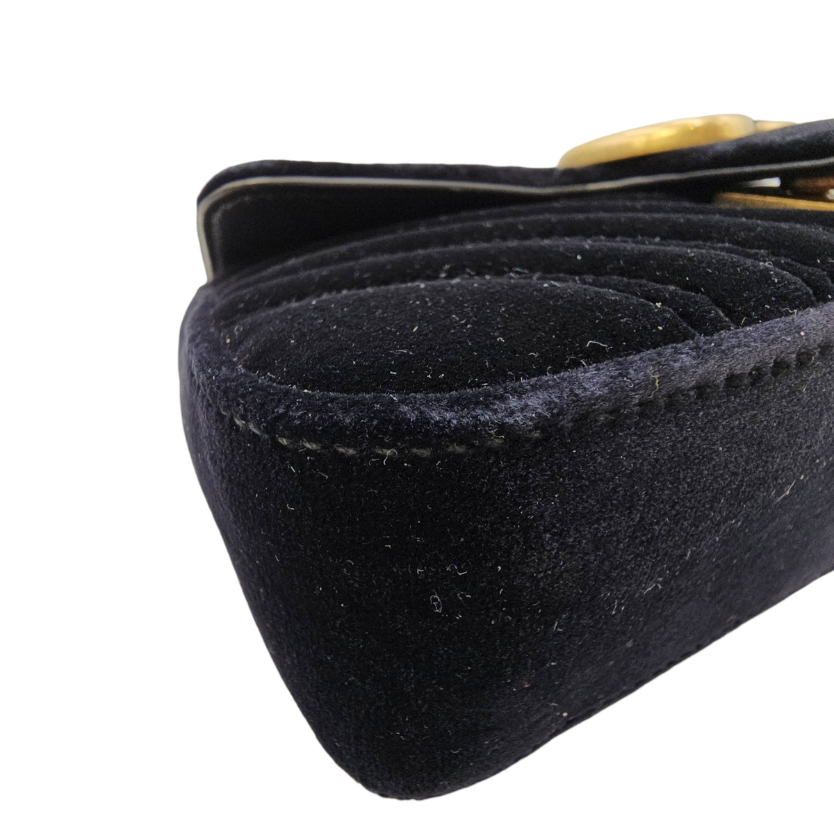 GG Marmont Black Shoulder Bag in Velvet Antique Brass hardware