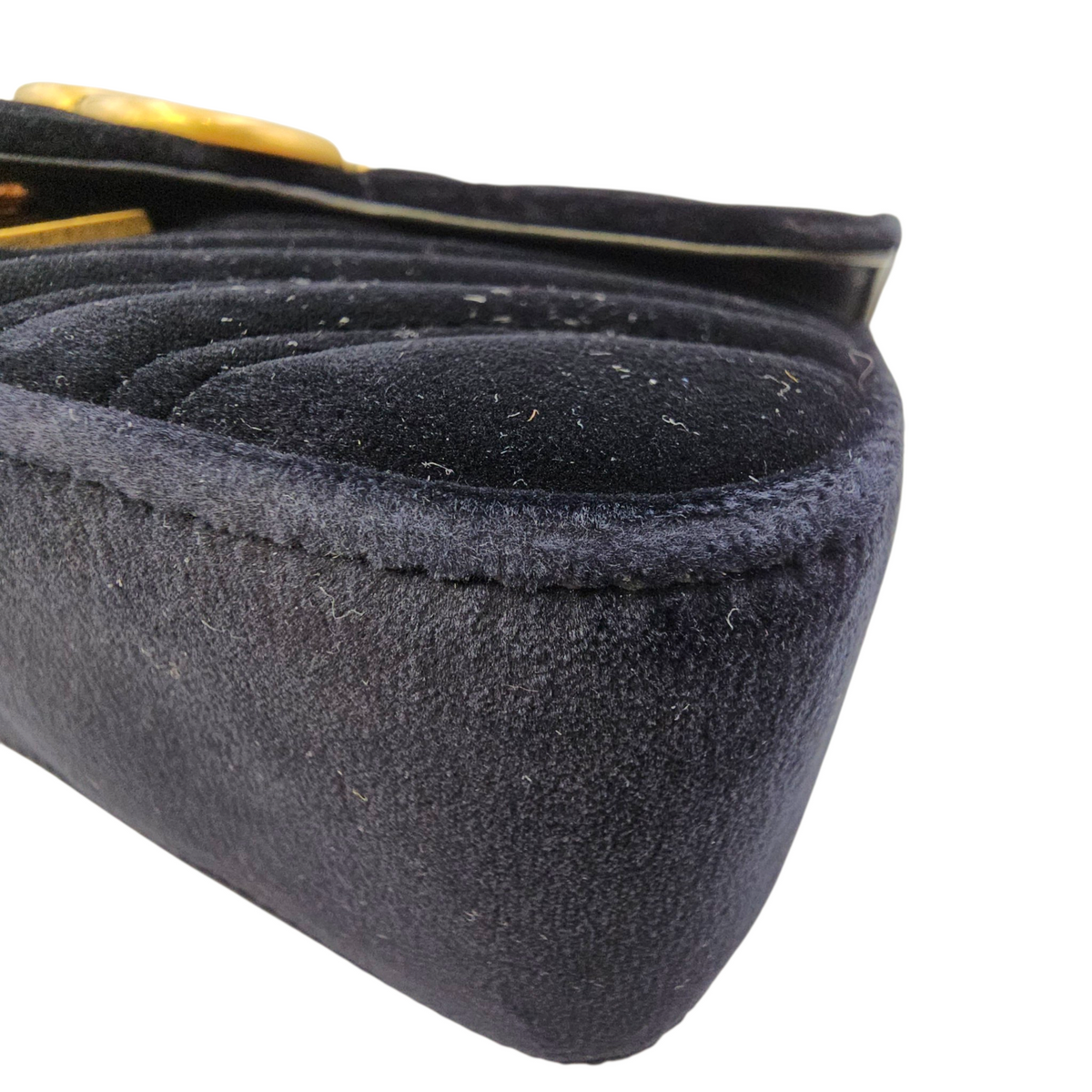 GG Marmont Black Shoulder Bag in Velvet Antique Brass hardware