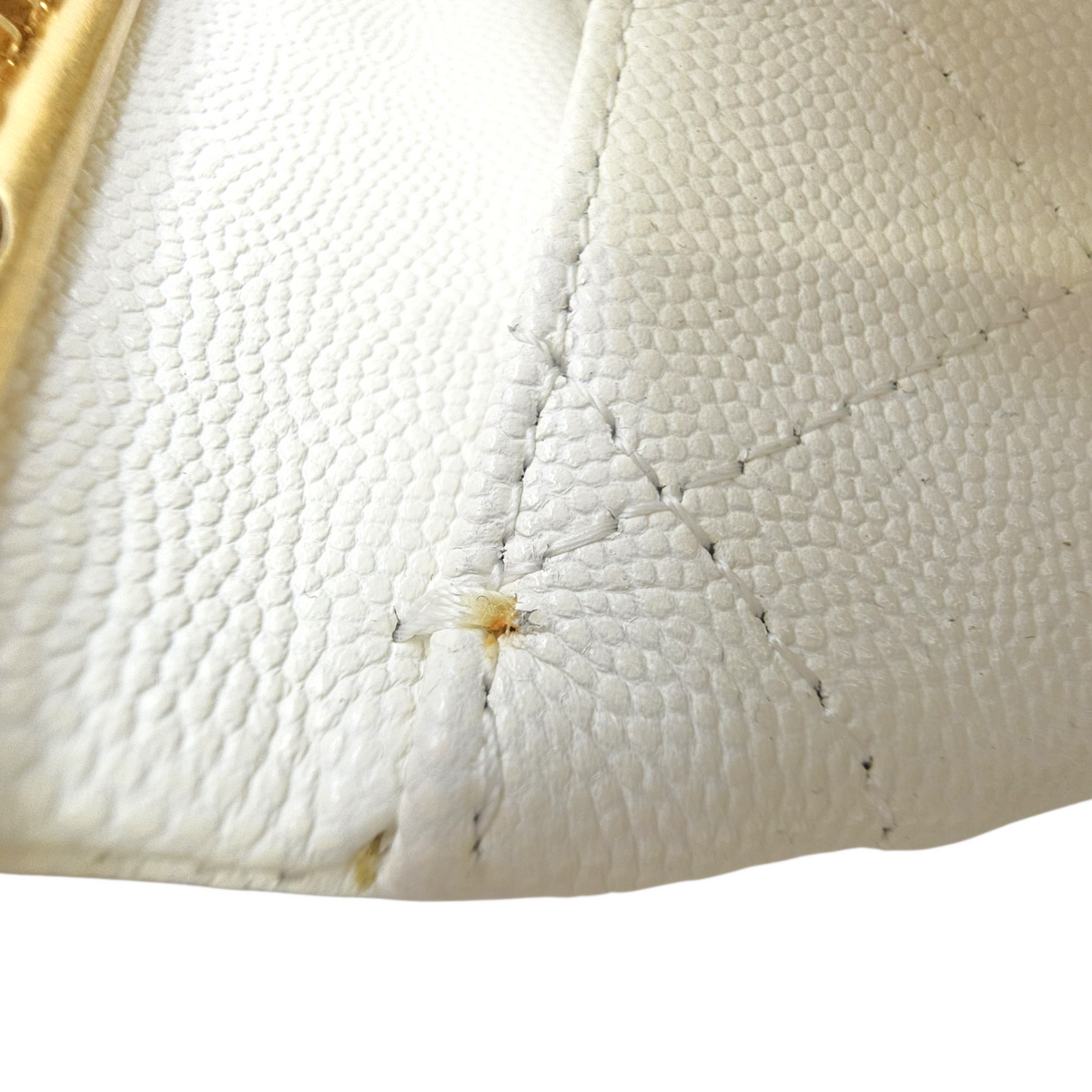 Timeless Flap White Top Handle Bag in Caviar Leather Gold hardware