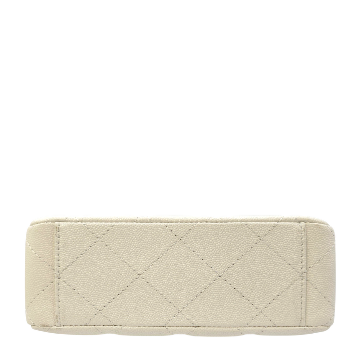 Timeless Flap White Top Handle Bag in Caviar Leather Gold hardware
