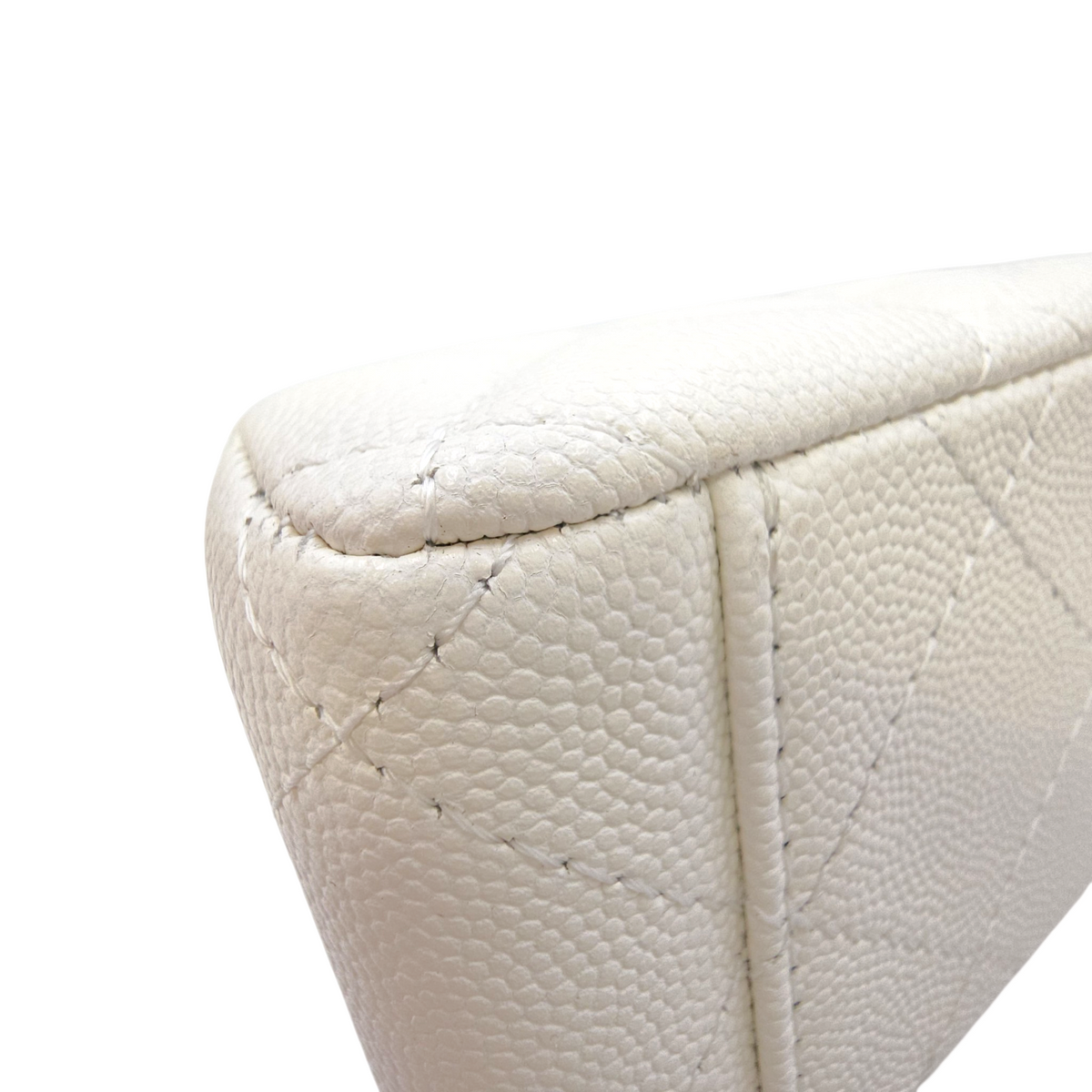 Timeless Flap White Top Handle Bag in Caviar Leather Gold hardware