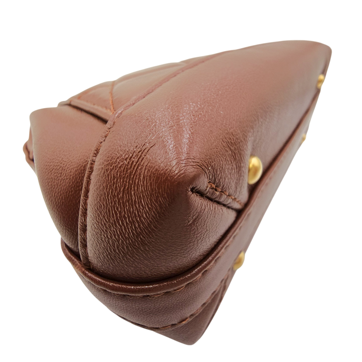 Quilted Cocodoc  Mini Brown Top Handle Bag in Lambskin Gold hardware