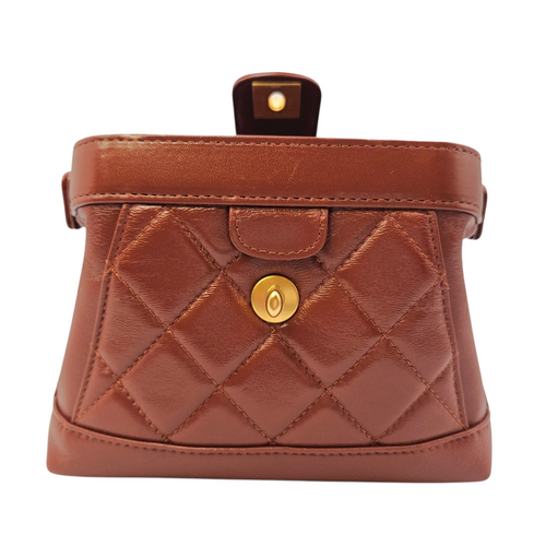 Quilted Cocodoc  Mini Brown Top Handle Bag in Lambskin Gold hardware
