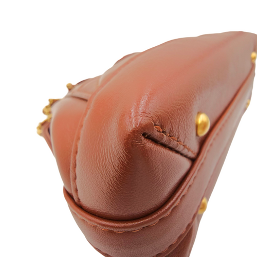 Quilted Cocodoc  Mini Brown Top Handle Bag in Lambskin Gold hardware