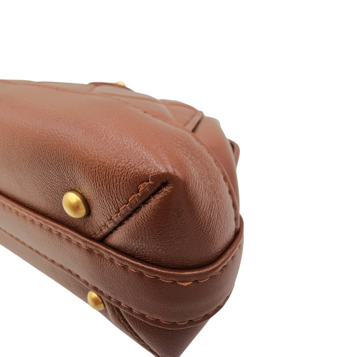 Quilted Cocodoc  Mini Brown Top Handle Bag in Lambskin Gold hardware