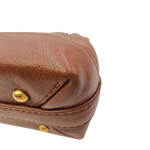 Quilted Cocodoc  Mini Brown Top Handle Bag in Lambskin Gold hardware
