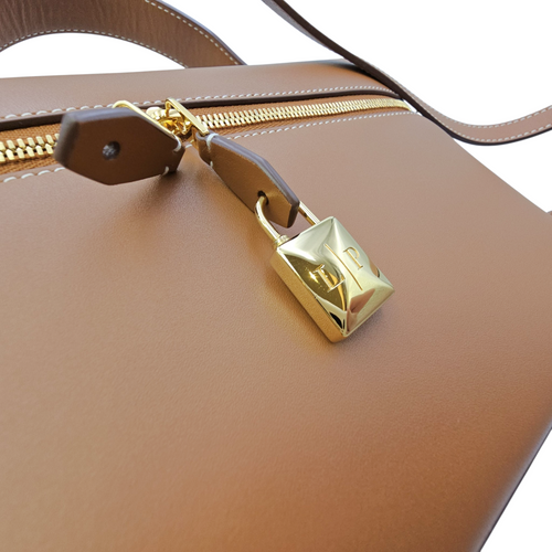 Extra Pocket  27 Brown Top Handle Bag Gold hardware
