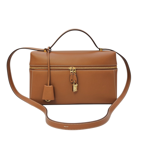 Extra Pocket  27 Brown Top Handle Bag Gold hardware