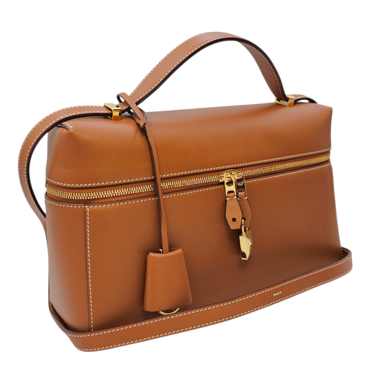 Extra Pocket  27 Brown Top Handle Bag Gold hardware