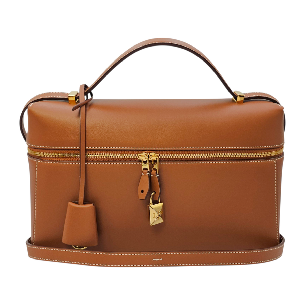 Extra Pocket  27 Brown Top Handle Bag Gold hardware