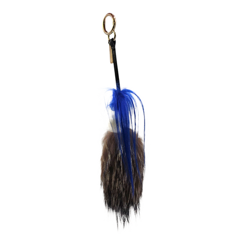 Mini Karlito Bag Charm Brown Bag Accessory in Natural Fur Gold hardware