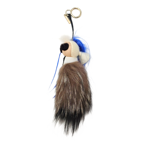 Mini Karlito Bag Charm Brown Bag Accessory in Natural Fur Gold hardware