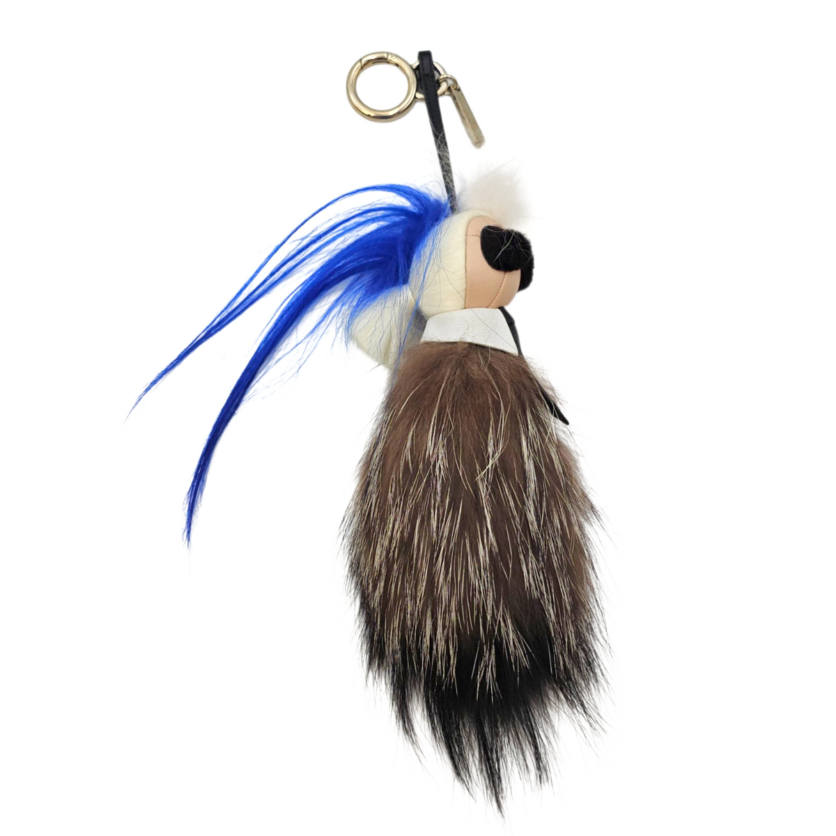 Mini Karlito Bag Charm Brown Bag Accessory in Natural Fur Gold hardware