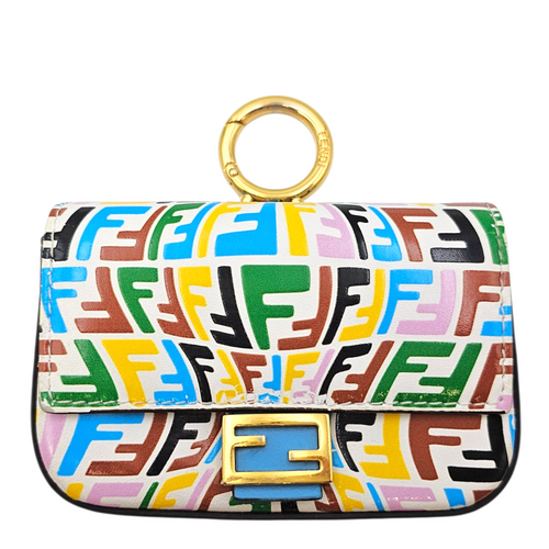 Vitello Liberty FF Fish Eye Baguette Nano Multi-colour Crossbody Bag Gold hardware