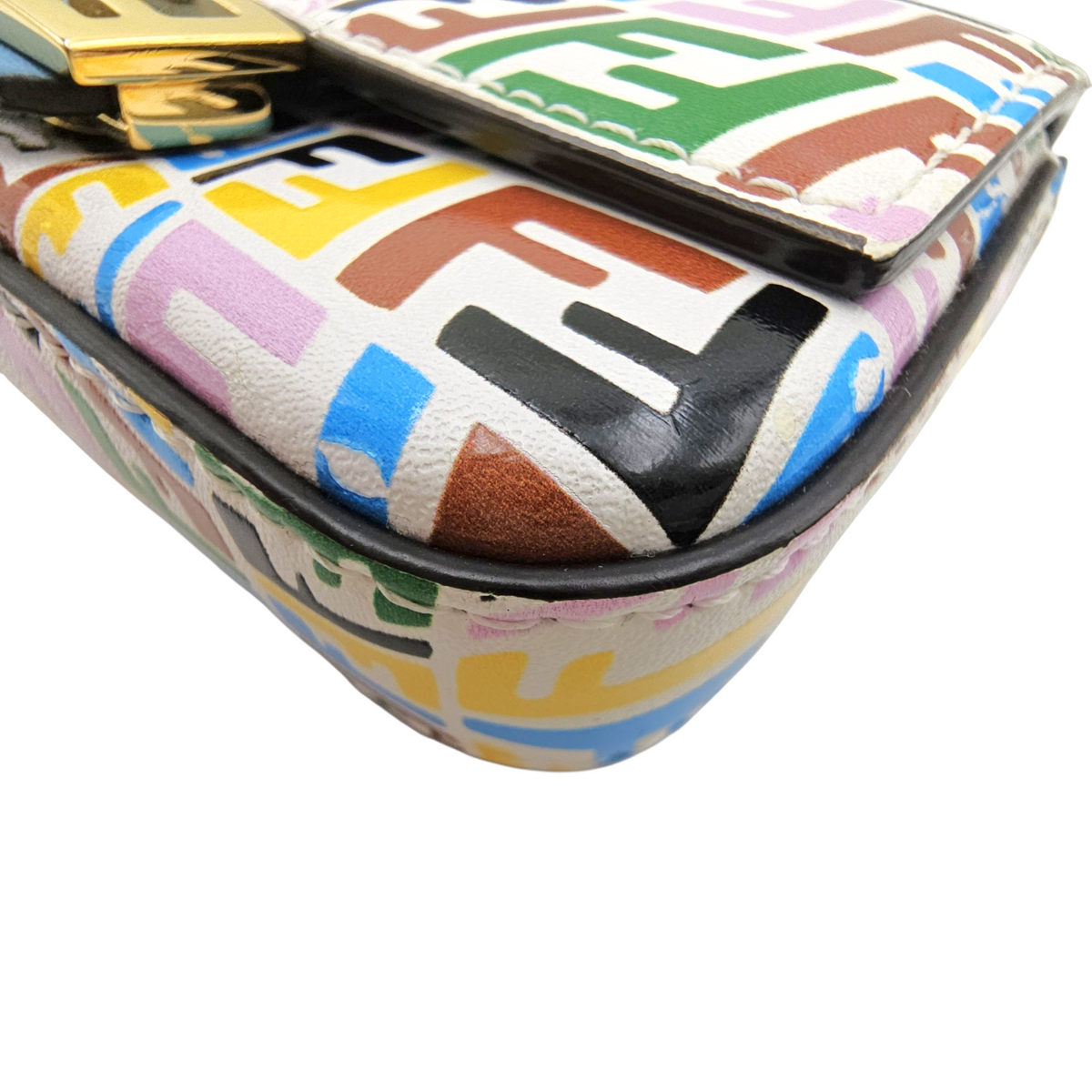 Vitello Liberty FF Fish Eye Baguette Nano Multi-colour Crossbody Bag Gold hardware