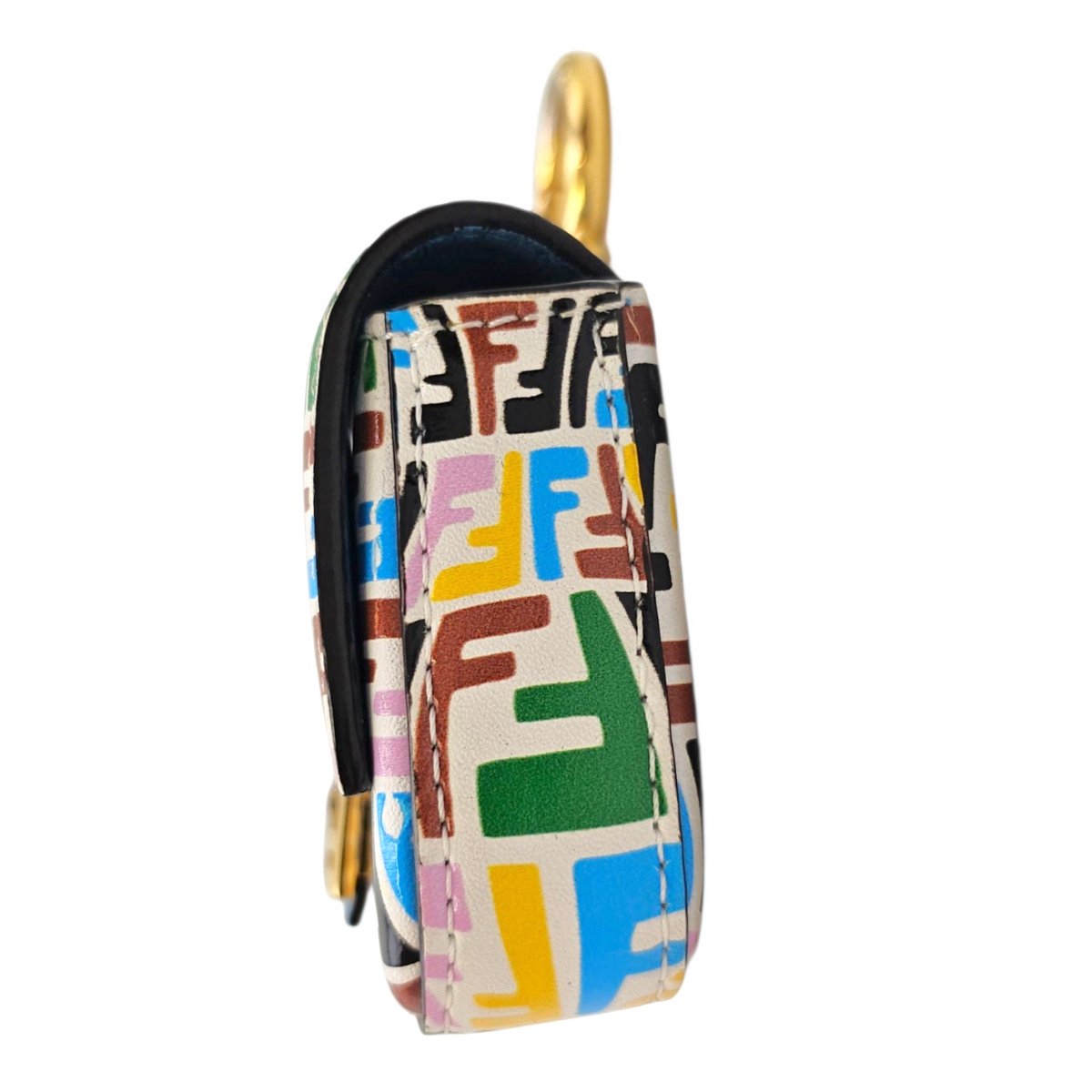 Vitello Liberty FF Fish Eye Baguette Nano Multi-colour Crossbody Bag Gold hardware