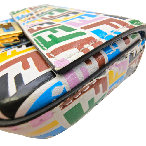 Vitello Liberty FF Fish Eye Baguette Nano Multi-colour Crossbody Bag Gold hardware
