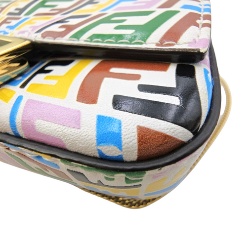 Vitello Liberty FF Fish Eye Baguette Nano Multi-colour Crossbody Bag Gold hardware