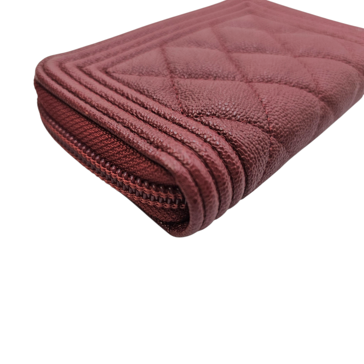 Boy Red Card Holder in Caviar Leather Light Gold hardware