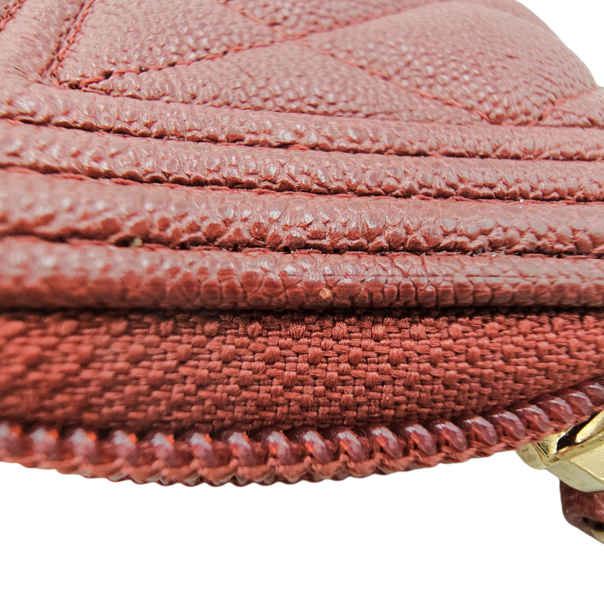 Boy Red Card Holder in Caviar Leather Light Gold hardware
