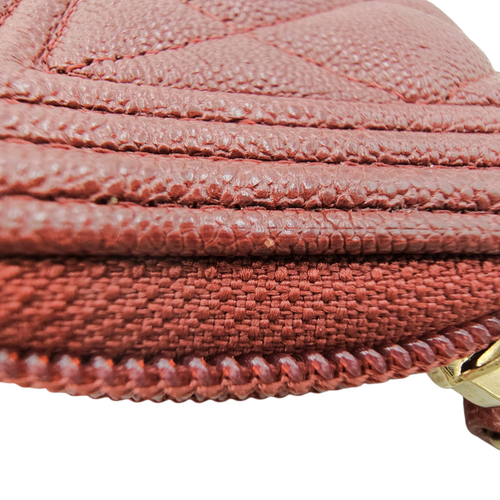 Boy Red Card Holder in Caviar Leather Light Gold hardware