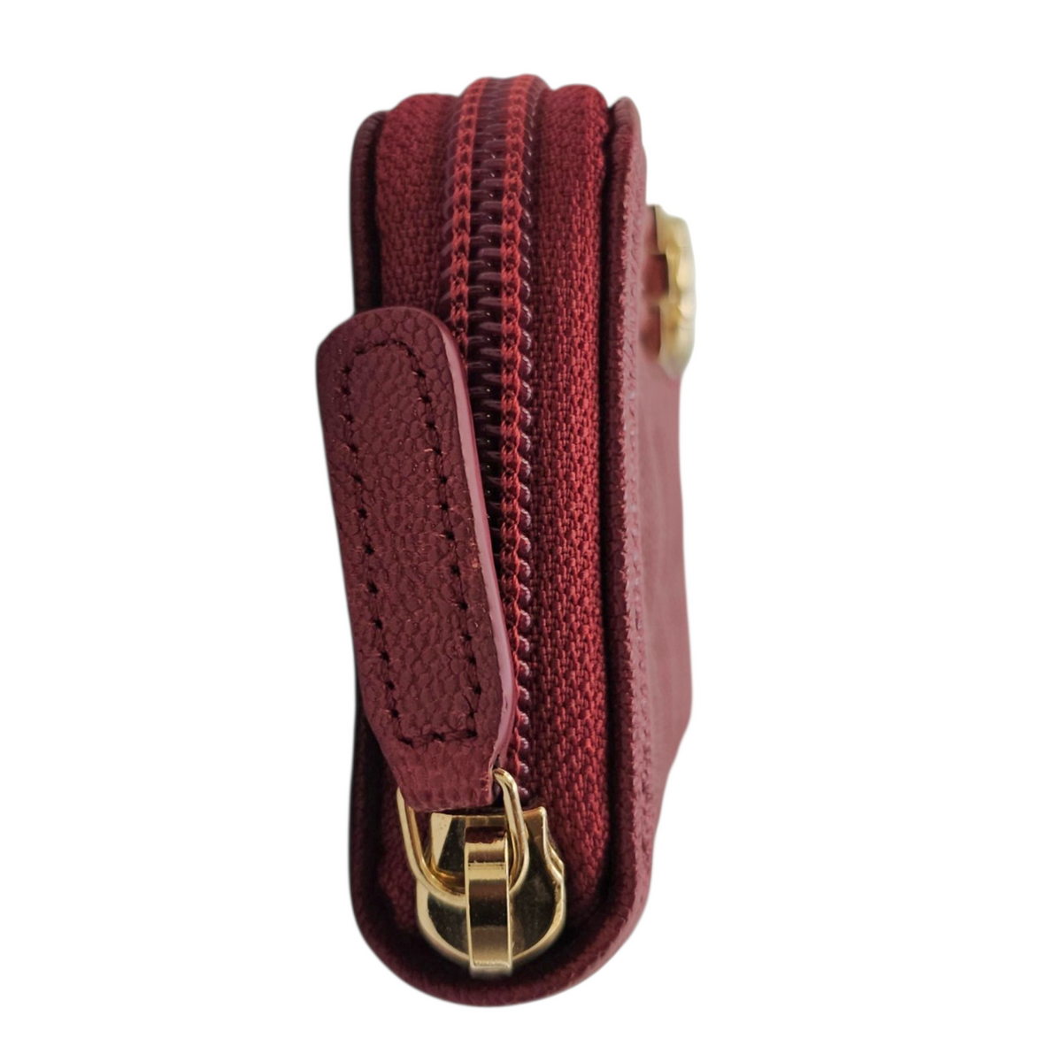 Boy Red Card Holder in Caviar Leather Light Gold hardware